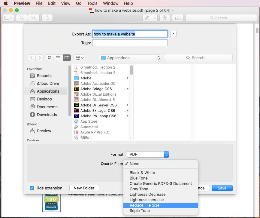 reduce pdf file size with mac preview