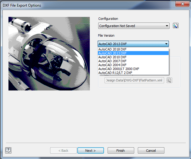 Autodesk Inventor DXF export settings