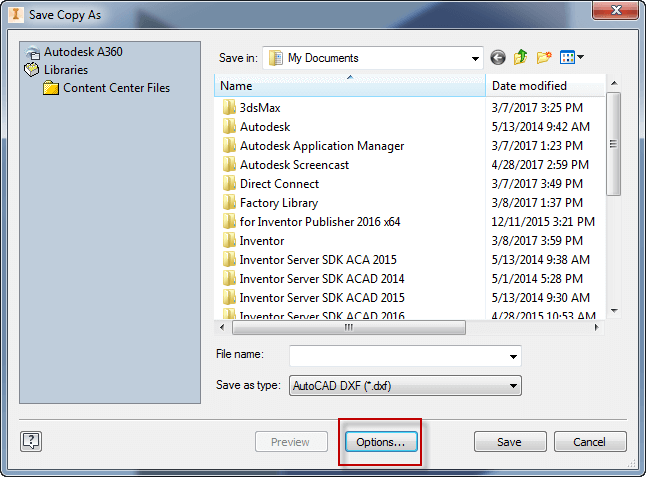 create DXF file in Autodesk Inventor