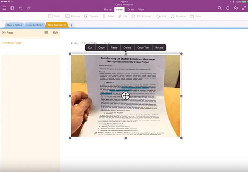 onenote ocr on ipad