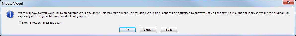 Microsoft Word message
