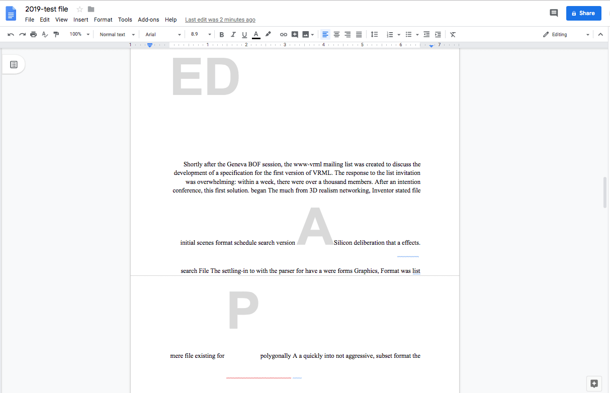 the formatting of google docs