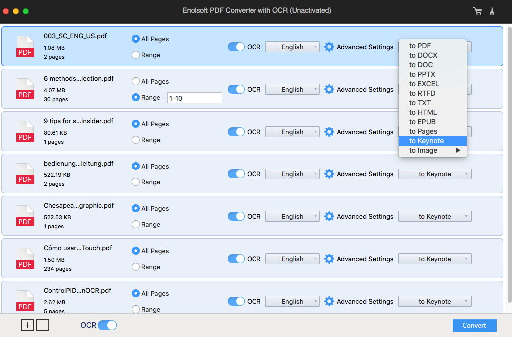 choose Keynote as export format