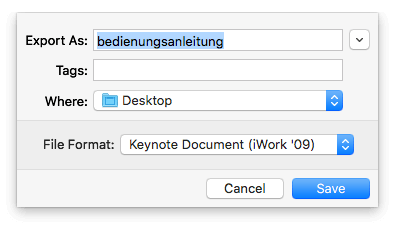 select File Format of the converted Keynote presentation