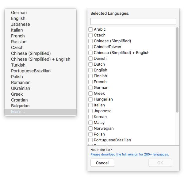 available languages