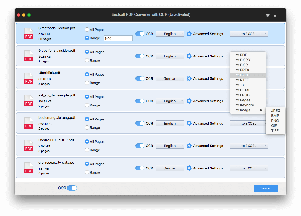 choose output format