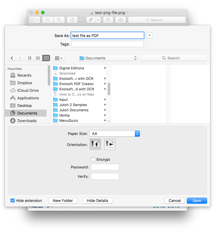 single png to pdf mac