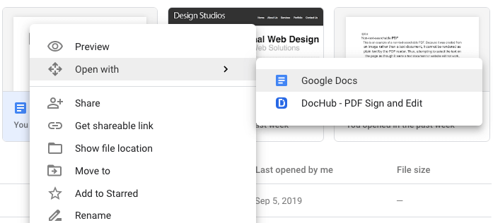 open with Google Docs