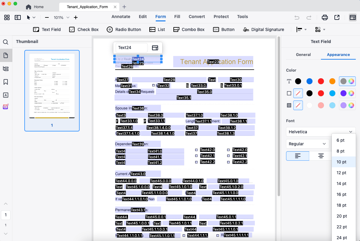change form font size 03